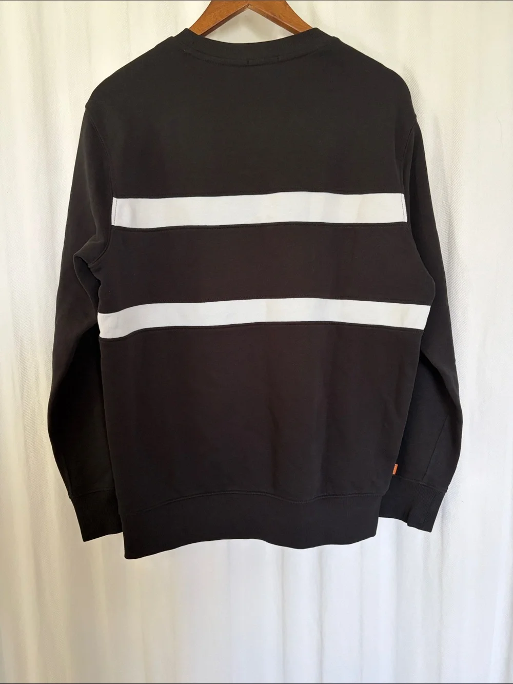 Timberland Black Crewneck Sweatshirt with White Stripe Logo